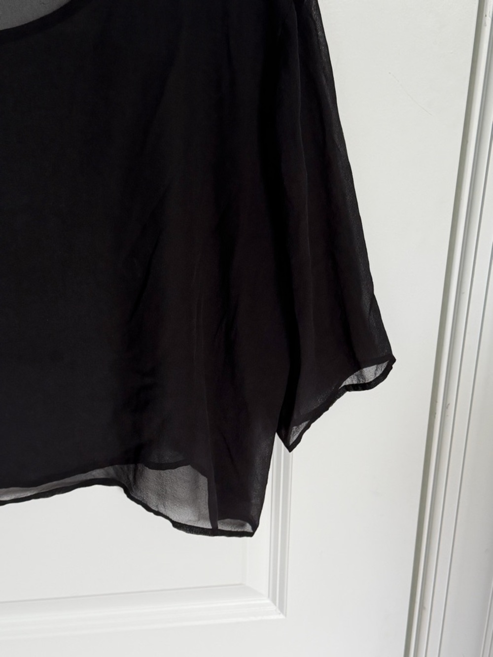 Eileen Fisher Black Sheer Crop Women's Top Size Small 54581 - Picture 12 of 15